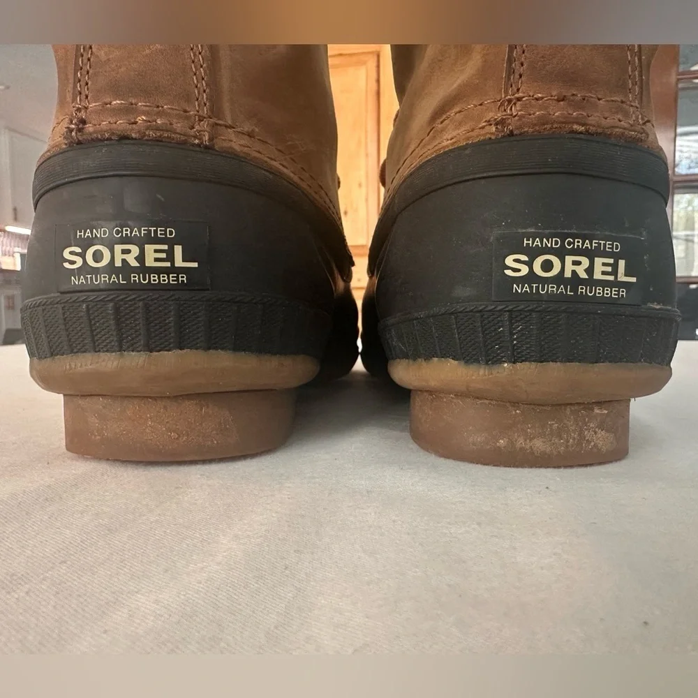 SOREL MENS CHEYANNE II LACE DUCK BOOT Rain Work Boots Sz 11 Leather Rubber